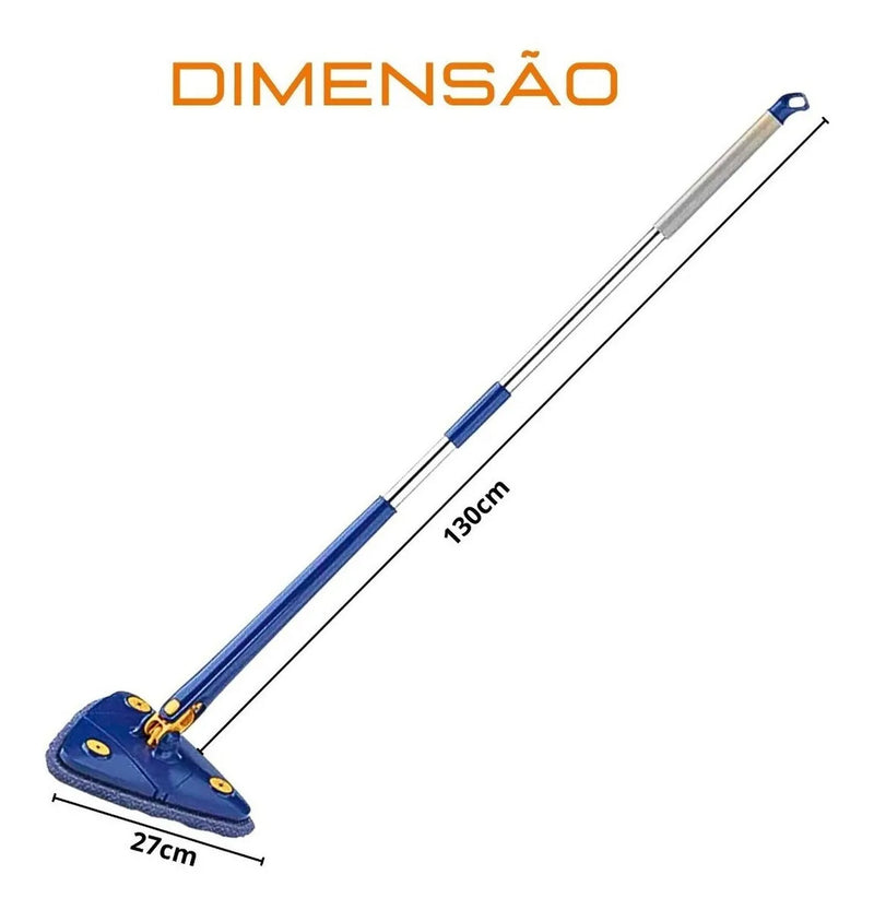 Esfregão Triangulo Mop De Limpeza Ajustável Giratória 360°
